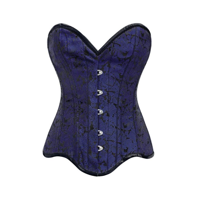 Blue Brocade Overbust Corset