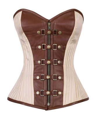 Brown And Ivory Leather Corset
