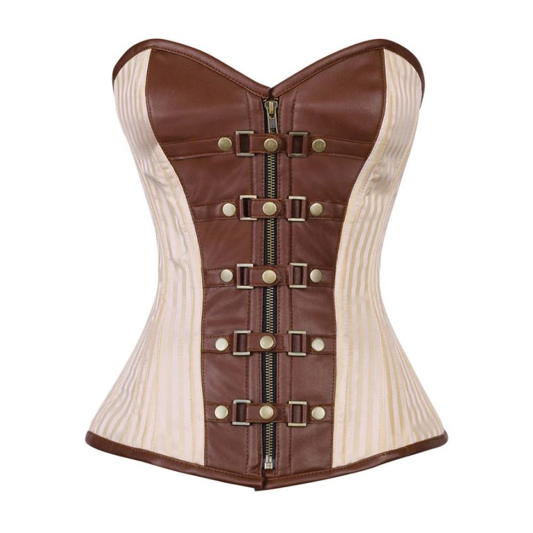 Brown And Ivory Leather Corset