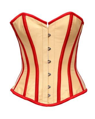 Cream And Red Overbust Corset
