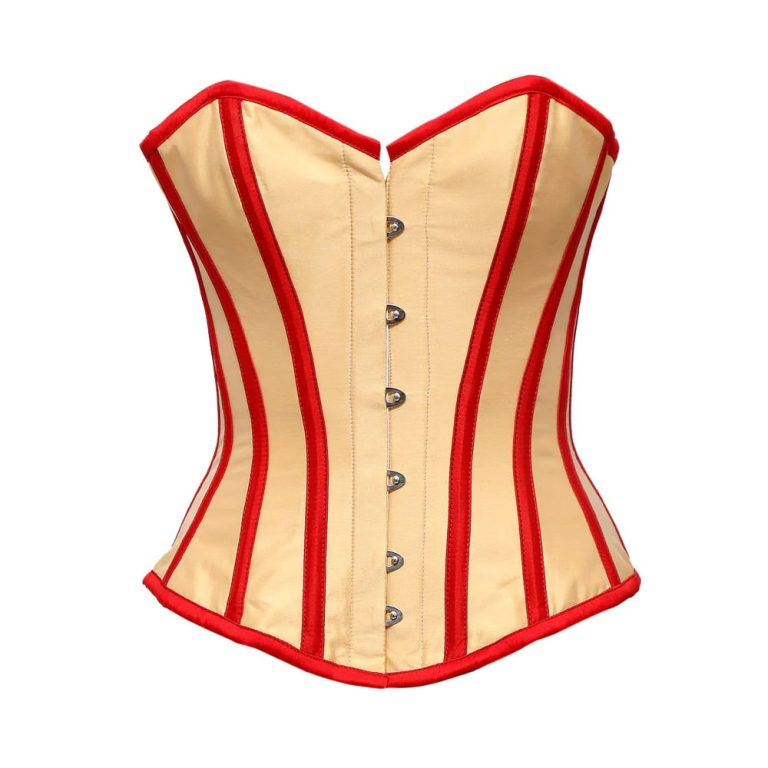 Cream And Red Overbust Corset