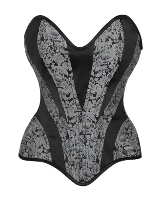 Grey And Black Brocade Corset