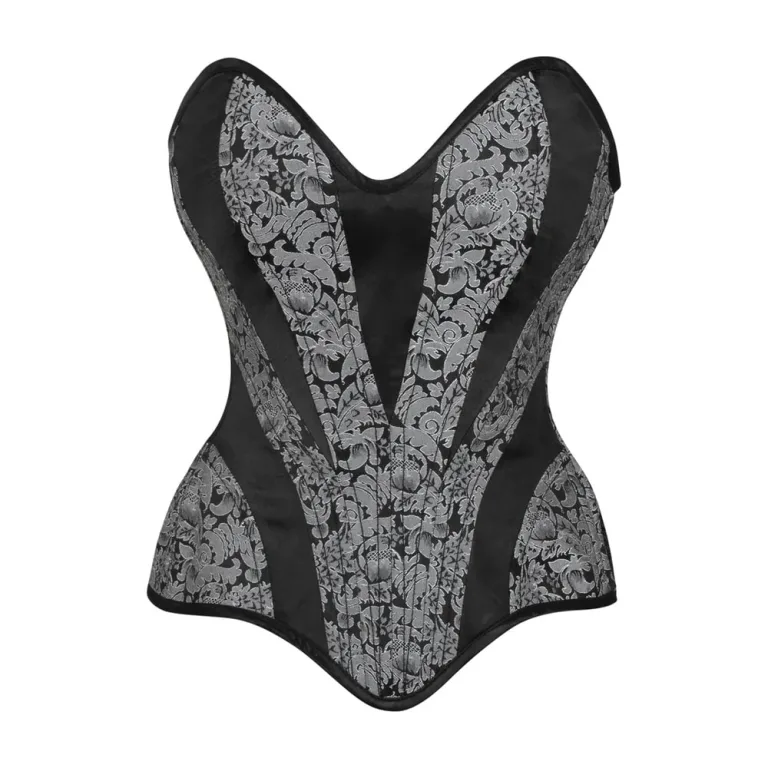 Grey And Black Brocade Corset