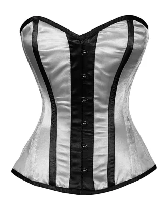 Grey And Black Overbust Satin Corset