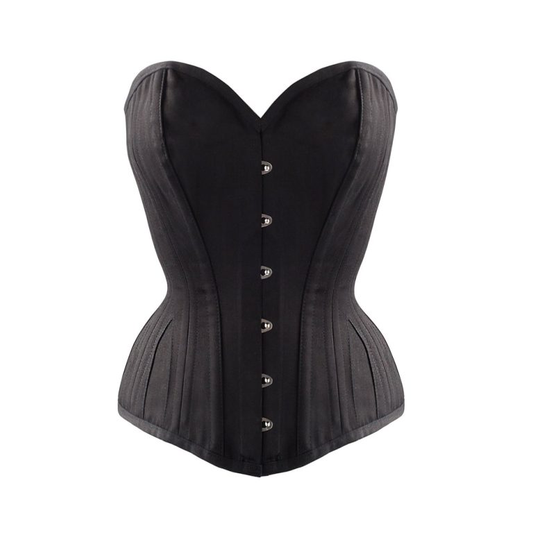 Long Line Black Cotton Corset