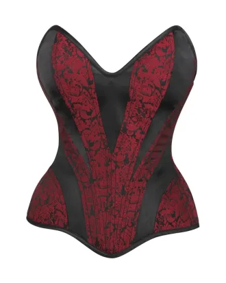 Maroon Brocade Overbust Corset