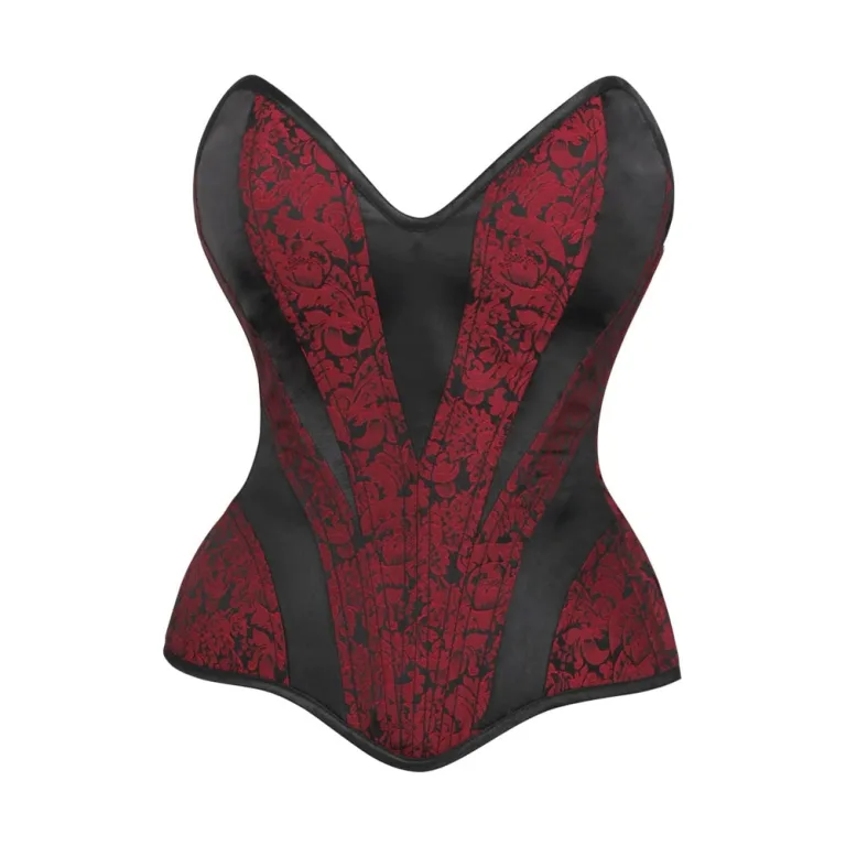 Maroon Brocade Overbust Corset