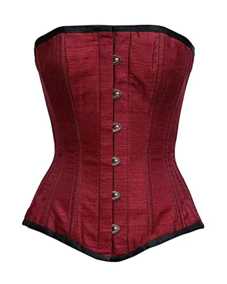 Maroon Cotton Overbust Corset