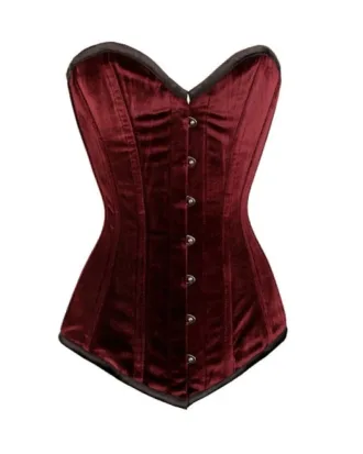 Maroon Velvet Overbust Corset