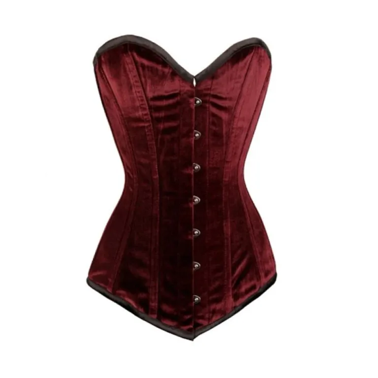 Maroon Velvet Overbust Corset