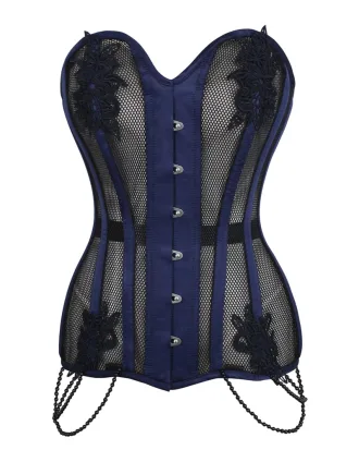 Navy Blue Mesh Overbust Corset