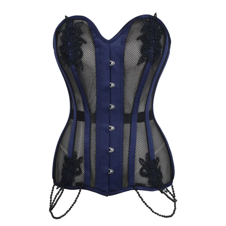 Navy Blue Mesh Overbust Corset