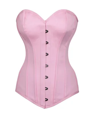 Pink Cotton Overbust Corset