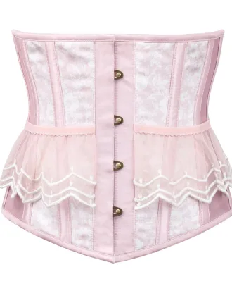 Pink Underbust Mesh Corset