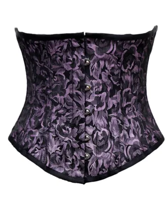 Purple And Black Brocade Underbust Corset