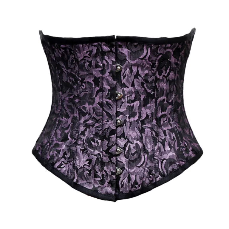 Purple And Black Brocade Underbust Corset