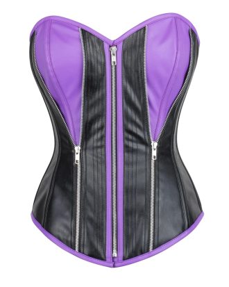 Purple And Black Leather Corset