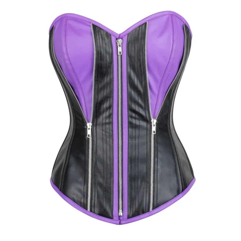 Purple And Black Leather Corset