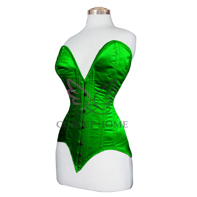 Satin Overbust Corset Dark Green