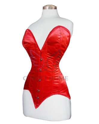 Satin Overbust Corset Red
